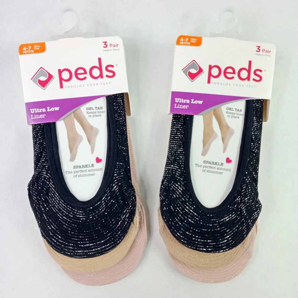 Women's Peds 6 Pair Ultra Low Liner Socks Sparkle